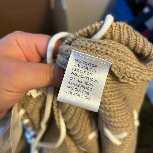 NWT MIRACLE BEIGE LACE UP OVERSIZED SWEATER - Picture 4 of 4